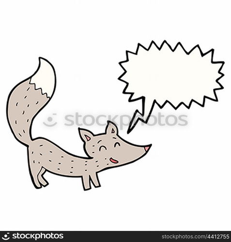 cartoon little wolf with speech bubble