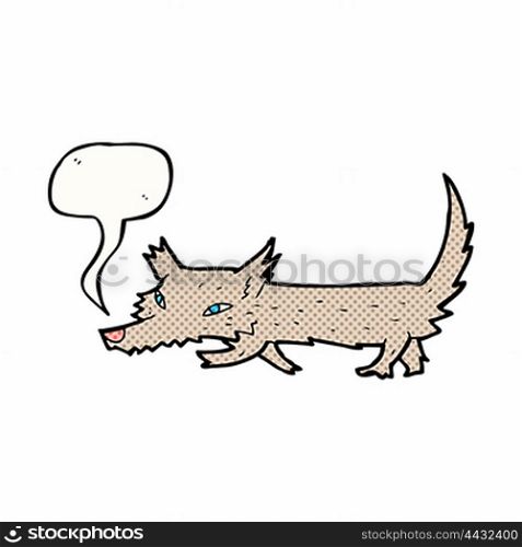 cartoon little wolf with speech bubble