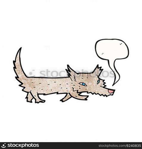 cartoon little wolf with speech bubble