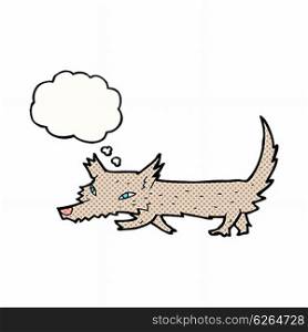 cartoon little wolf with thought bubble