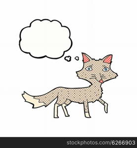 cartoon little wolf with thought bubble