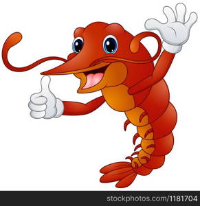 Cartoon lobster in gloves gives thumb up