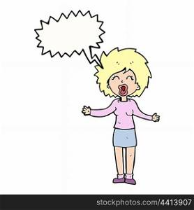 cartoon loud woman with speech bubble