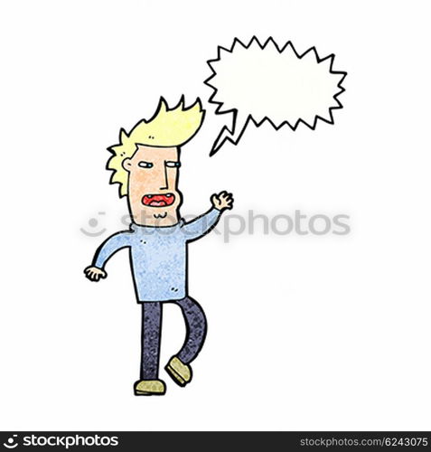 cartoon loudmouth man with speech bubble