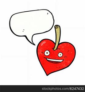cartoon love heart apple with speech bubble