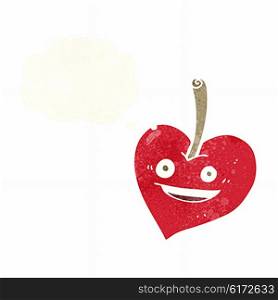 cartoon love heart apple with thought bubble