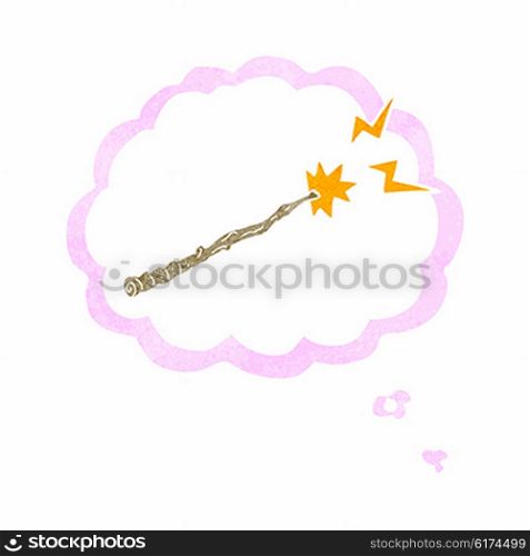 cartoon magic wand with thought bubble