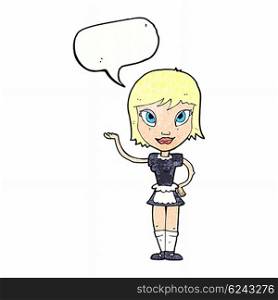 cartoon maid with speech bubble