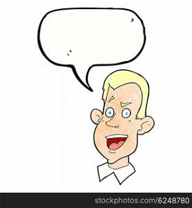 cartoon male face with speech bubble