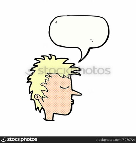 cartoon male face with speech bubble