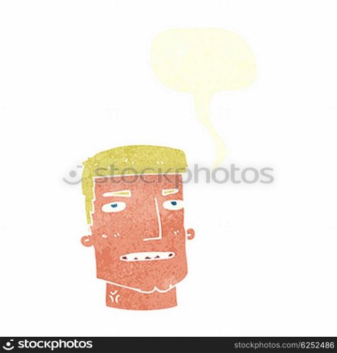 cartoon male head with speech bubble