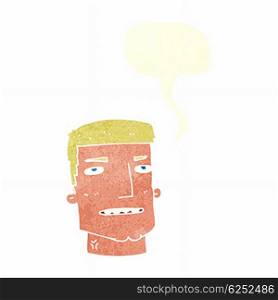 cartoon male head with speech bubble