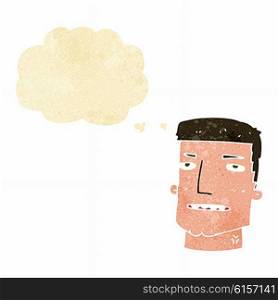 cartoon male head with thought bubble