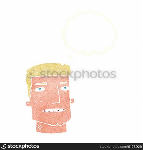 cartoon male head with thought bubble