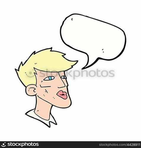 cartoon male model guy with speech bubble