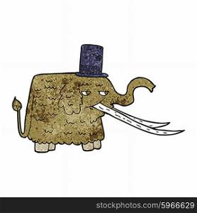 cartoon mammoth wearing top hat