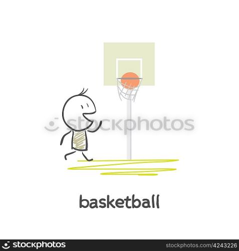 Cartoon man basketball
