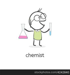 Cartoon man chemist