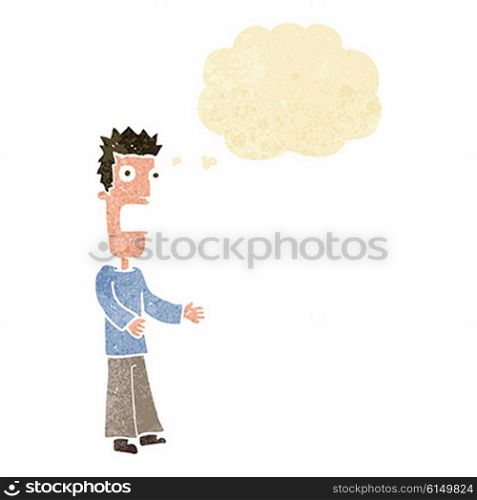 cartoon man freaking out with thought bubble