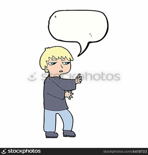 cartoon man gesturing with speech bubble