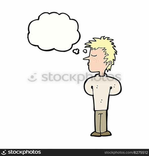 cartoon man ignoring with thought bubble