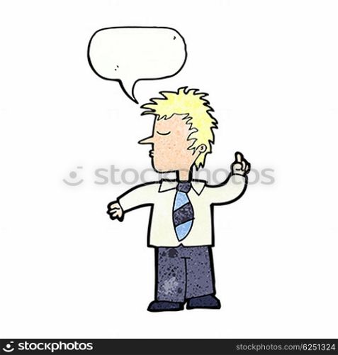 cartoon man making his point with speech bubble