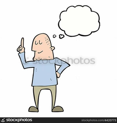 cartoon man pointing finger with thought bubble