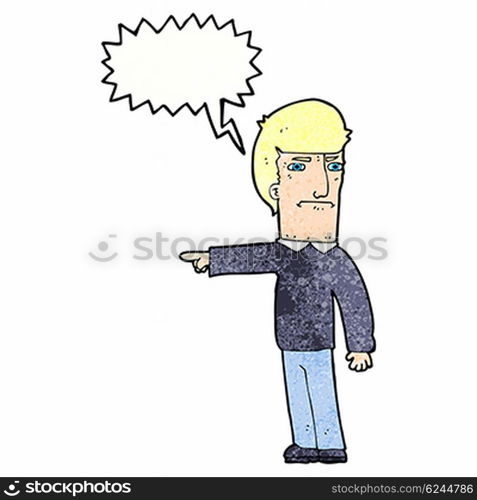 cartoon man pointing with speech bubble