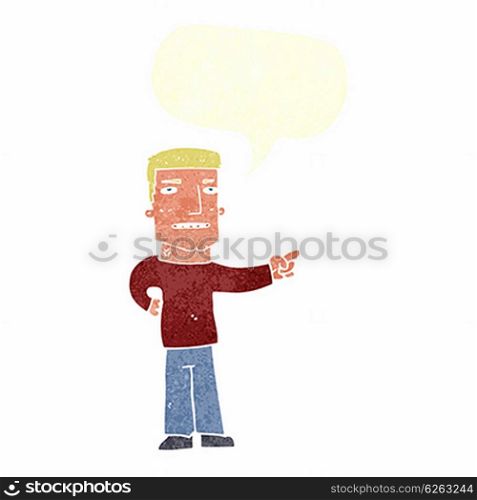cartoon man pointing with speech bubble