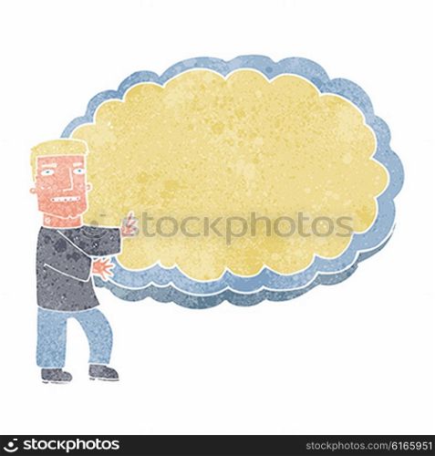 cartoon man presenting text space cloud