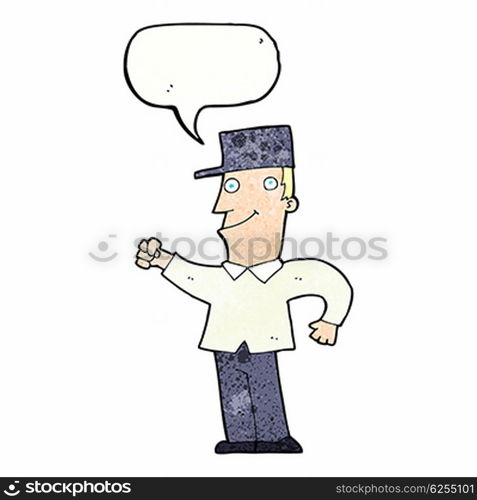 cartoon man punching air with speech bubble