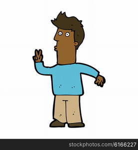 cartoon man signaling with hand