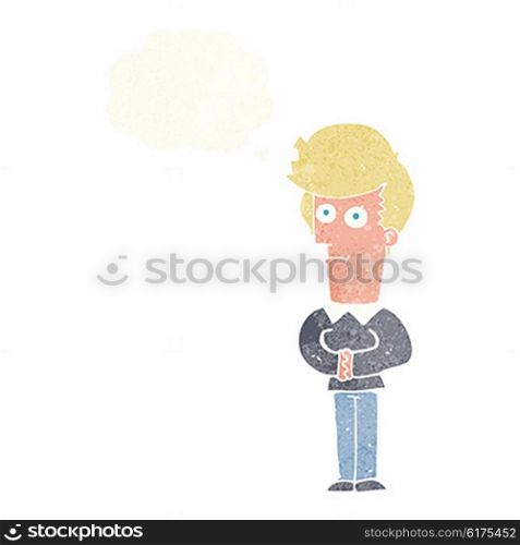 cartoon man staring with thought bubble