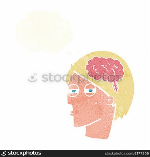 cartoon man thinking carefully with thought bubble