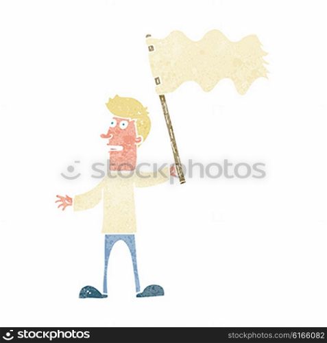 cartoon man waving white flag