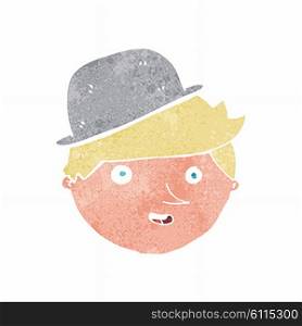 cartoon man wearing british bowler hat