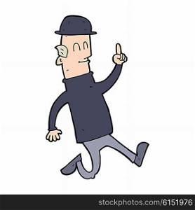 cartoon man wearing british bowler hat