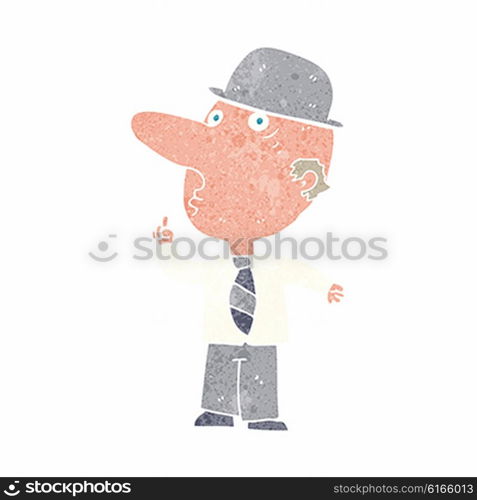 cartoon man wearing british bowler hat