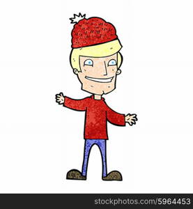 cartoon man wearing winter hat