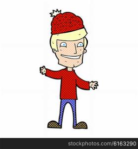 cartoon man wearing winter hat