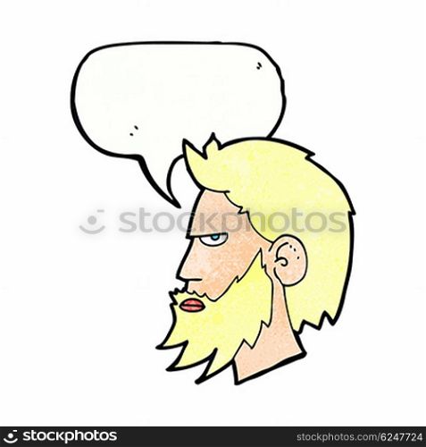 cartoon man with beard with speech bubble