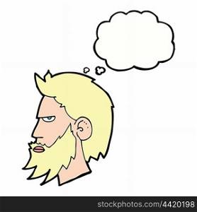 cartoon man with beard with thought bubble