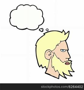 cartoon man with beard with thought bubble