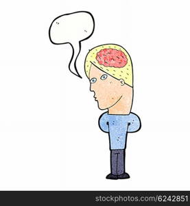 cartoon man with big brain with speech bubble