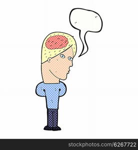 cartoon man with big brain with speech bubble