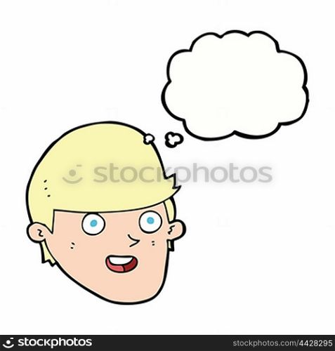 cartoon man with big chin with thought bubble