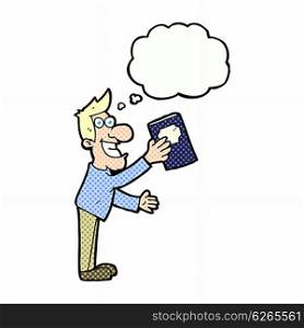 cartoon man with book with thought bubble
