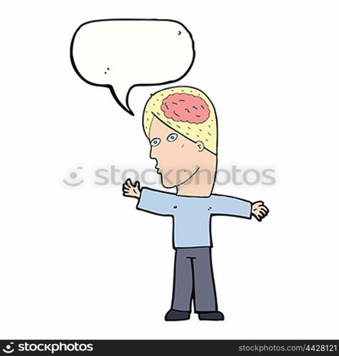 cartoon man with brain with speech bubble