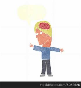 cartoon man with brain with speech bubble