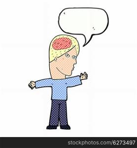 cartoon man with brain with speech bubble